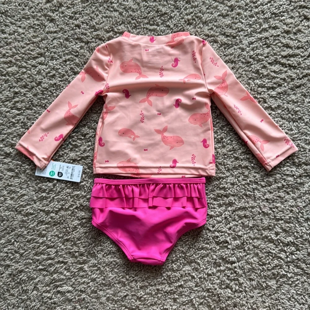 265 NWT Carter's Just One You Baby Girls' Long Sleeve Sealife Rash Guard Set 12M